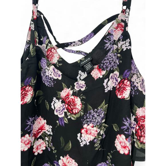 TORRID | 1 = 14/16  | Sleeveless Top Blouse Tank Dark Floral Womens Plus Size - Picture 9 of 13